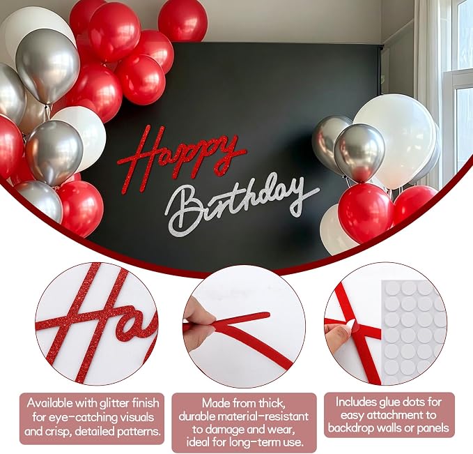 TONIFUL Happy Birthday Sign for Backdrop - Image 2