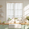 Sutuo Home Ivory Boho Curtain 52W x 36L inch White Striped Light Filtering by SutuoHome