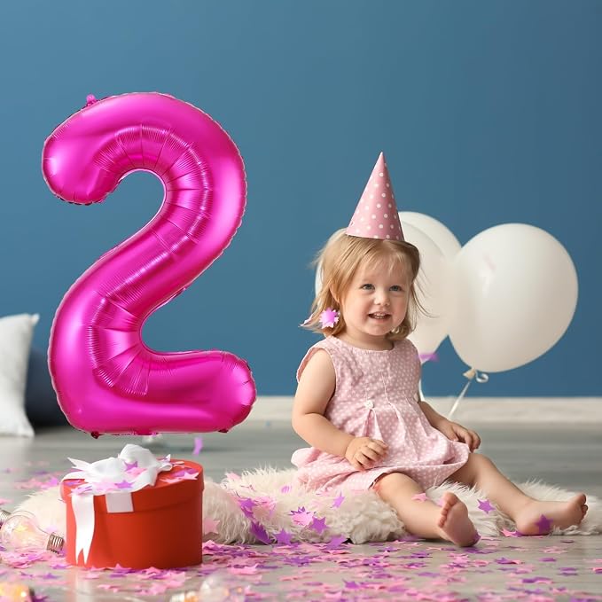 Hot Pink 8 Balloon, 40 Inch Number 8 Balloon, 8 Birthday Balloon Decorations - Image 2