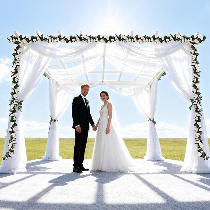 10 Pcs 82FT Flower Garland, Artificial Rose Garland Flowers Plants Fake Flower Hanging Rose Ivy, Birthday Party Valentine's Day Wedding Wall Arch Decor（White）