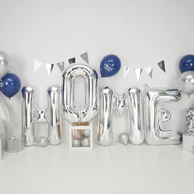 Silver HOME Balloons 40 Inch, Large HOME Letter Banner - Image 3