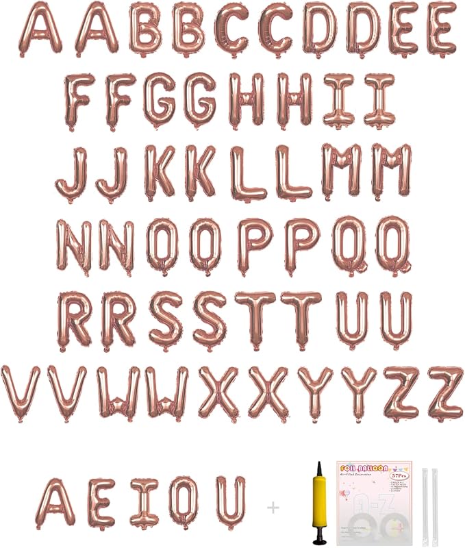 58 PCS Letter Balloons Alphabet Letters 2 Sets A- Z & 1 Sets AEIOU 16 by buynow