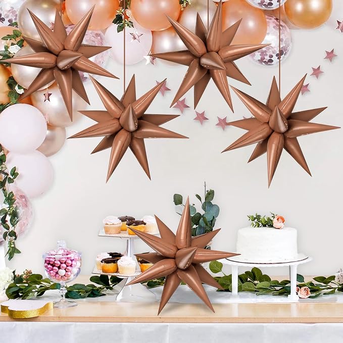 72 PCS Chocolate Color Star Balloons, Big 26 Inch Foil Balloons Explosion - Image 2