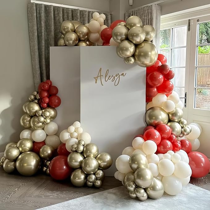 Red White Gold Balloon, 60 Pack 12 Inch Red Gold Balloon - Image 3
