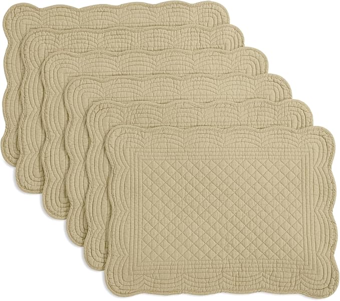 HOMBYS Quilted Placemats Set of 6 Washable-13x18 inches Rectangular Placemats by HOMBYS