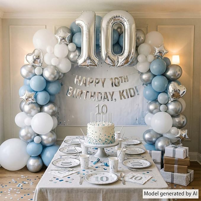 Silver Number 10 Balloon 40 Inch, Sleek Foil - Image 7