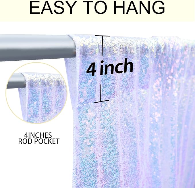 2×8FT-6PCS Mermaid Purple Sequin Backdrop Curtains Panels, Photography Backdrop - Image 5