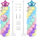 Skylety 2 Sets Pastel Balloon Column Stand Kit Adjustable Macaron Rainbow Color by Skylety