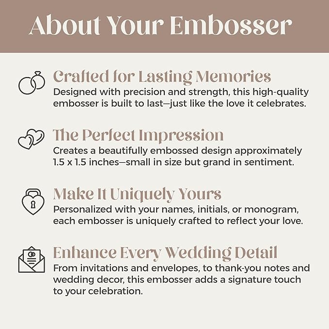 Personalized Wedding Embosser | Custom Made with Initials or Monograms for Couples | Elegant Designs for Stationery, Invitations, Napkins, and More (Design 5)