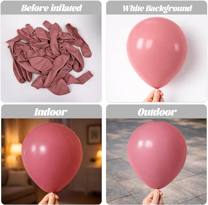 Voircoloria 66pcs Retro Pink Blush Pink Latex Party Balloons, 12inch | - Image 3