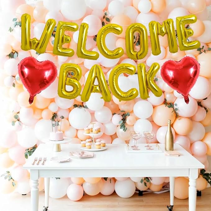 TONIFUL 16 Inch Gold WELCOME BACK Foil Letter Balloons Banner Decoration | - Image 6