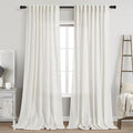 Beige White Linen Curtains 96 Inches Long by Nanspring