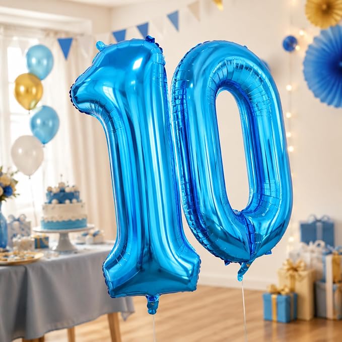 40 Inch Blue Number 1 Balloon, Giant Number Balloons, Birthday Decorations | - Image 4