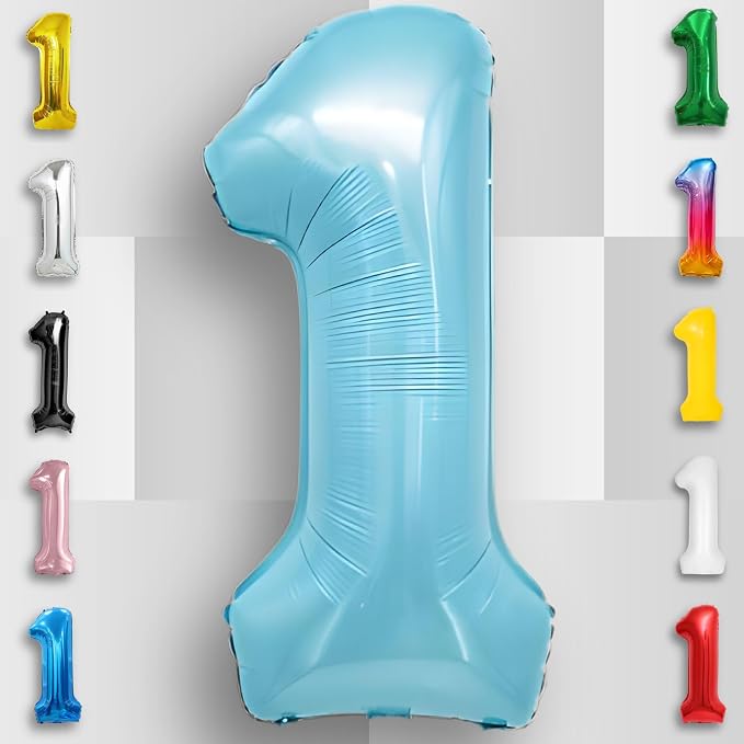 Candy Blue Number Balloon 1 Mylar Foil Balloons 32 inch - Image 6