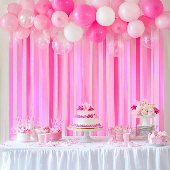 4 Hot Pink Streamers, 328ft Pack of Crepe Paper Party Decorations | Each roll - Image 5