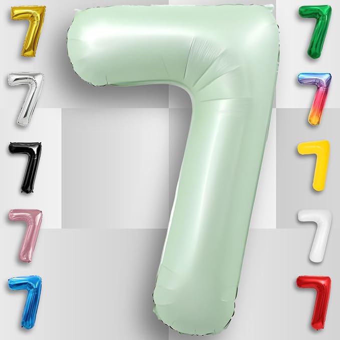Green Number Balloon 7 Mylar Foil Balloons 32 inch - Image 6