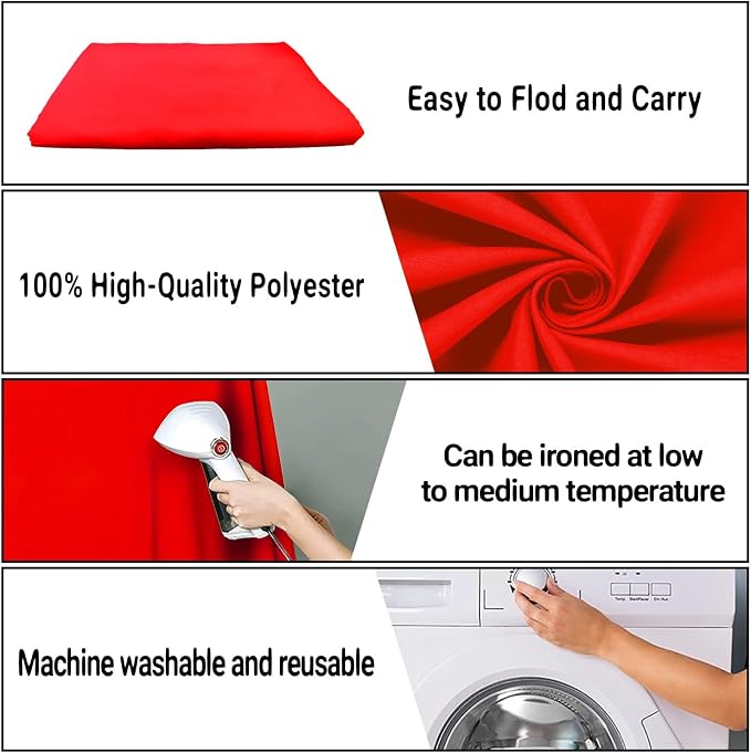 Red Photography Backdrop for Photoshoot, Fabric 6x9ft | Polyester Studio Photo - Image 7