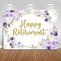 Happy Retirement Backdrop 7x5ft Purple and White Flowers Retirement Party by Fitumiw