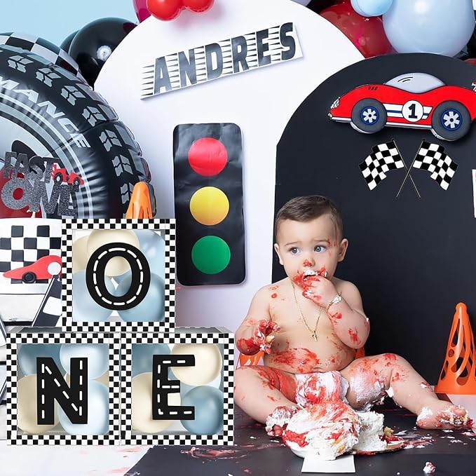 Fast ONE Birthday Decorations for Boys, Race Car ONE Boxes - Image 3