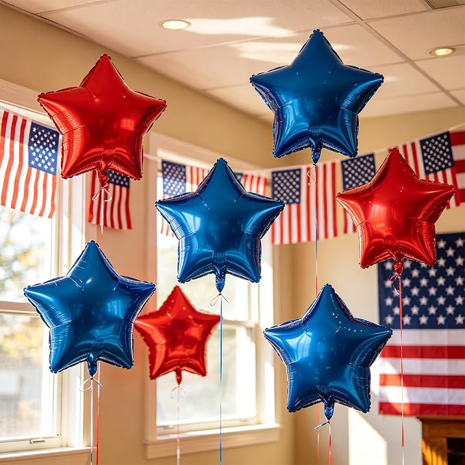 Red Blue Star Balloons 18 Inch - Image 3