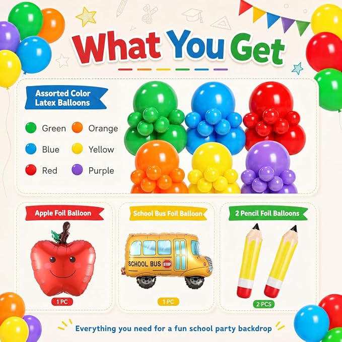 Back to School Decorations, First Day of School Balloon Arch Garland Kit | - Image 3