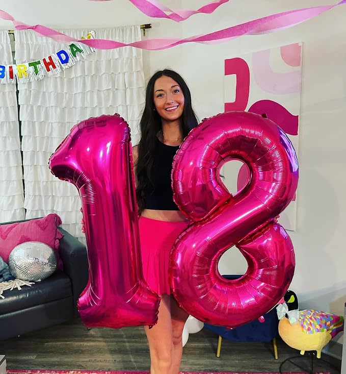 Hot Pink Number 8 Balloon 40 Inch, 8th Birthday Decorations Men Women | Foil - Image 7