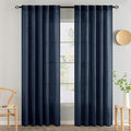 MIULEE Navy Blue Linen Curtains 52x84 Inch 2 Panels by MIULEE