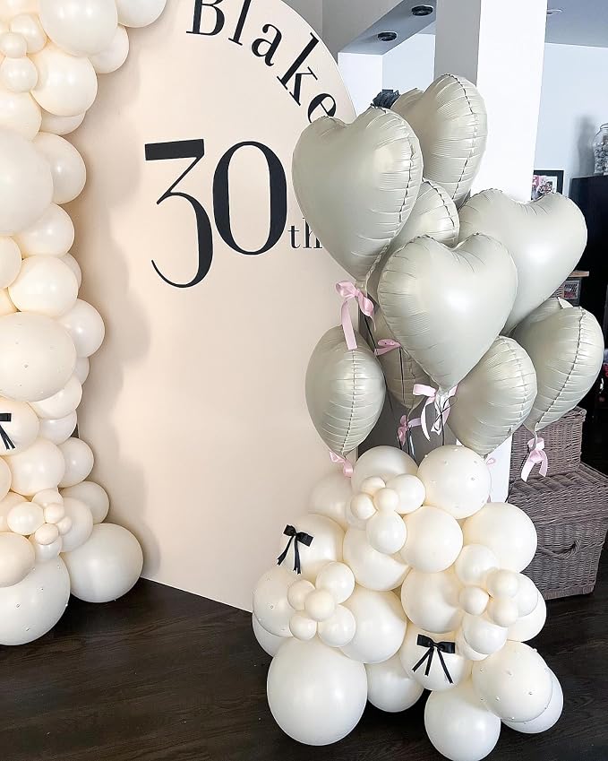White Heart Balloons, 18Inch Beige Helium Polyester Film Balloon - Image 5