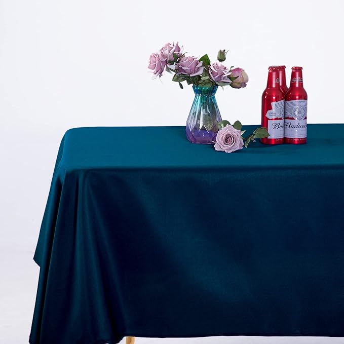 Ascoza 2pack 60x102 Inch Peacock Blue Rectangular Tablecloth 6 Feet Table Cloth in Polyester Fabric for Wedding/Banquet/Restaurant/Parties