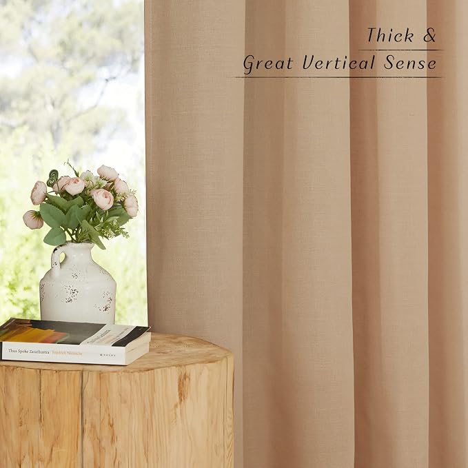 NICETOWN Flax Camel Linen Curtains - Image 6