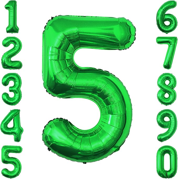 Green Number 5 Balloon 40 Inch, Vibrant Foil Numeral by Unknown