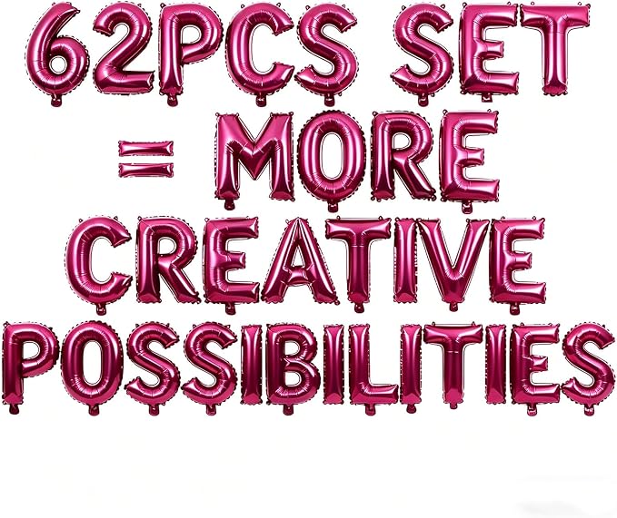 62 Pcs Hot Pink Letter Balloons, Custom 2 Set A-Z Set by GOGAKIE