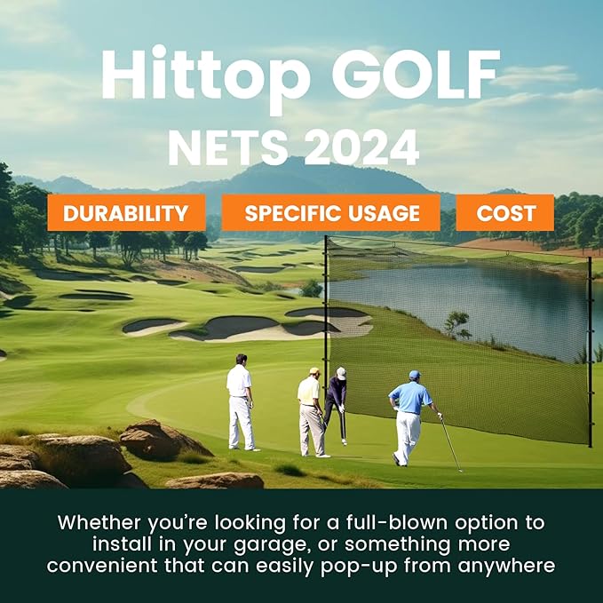 Sports Netting,Golf Practice Net Hitting Net with 33Feet Nylon Rope Also for Baseball, Hockey, Soccer, LAX and More - 10x10ft/10x15ft/10x20ft/10x25ft/10x30ft/10x40ft/10x50ft