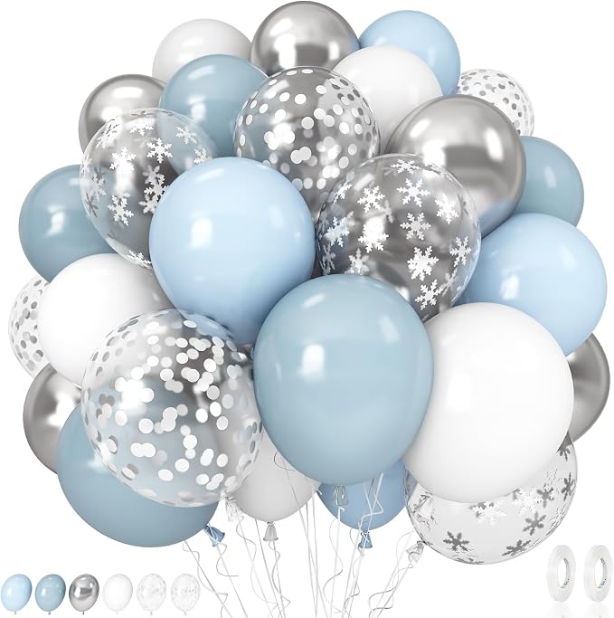 Baby Blue White Winter Wonderland Balloons by Govpy
