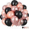 HILAVO Rose Gold and Black Balloons, 12Inch Metallic Rose Gold and Confetti by HILAVO