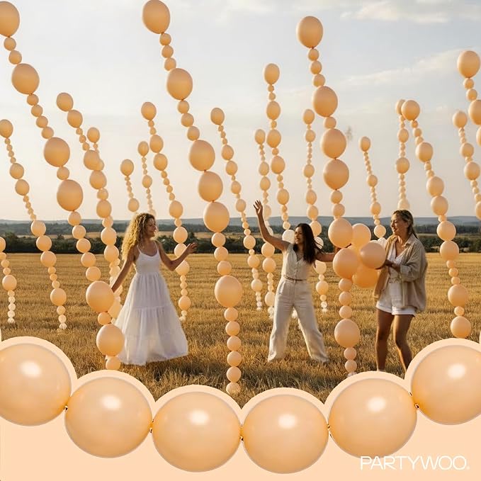 PartyWoo Nude Linking Balloons 100pcs 12 Inch Beige Tan Link Balloons | - Image 7