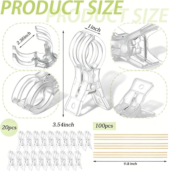 20 Pack Clips for Balloon Arch & 100 Pcs Long Skinny Balloons - Image 2
