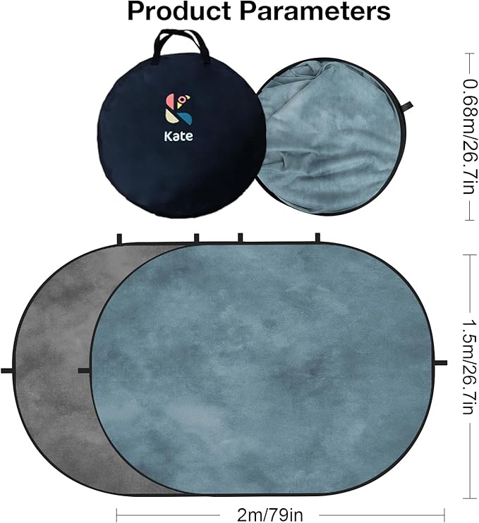 Kate Collapsible Backdrop Gray Photography and Video Backdrop 136 | 5x6.5ft - Image 6