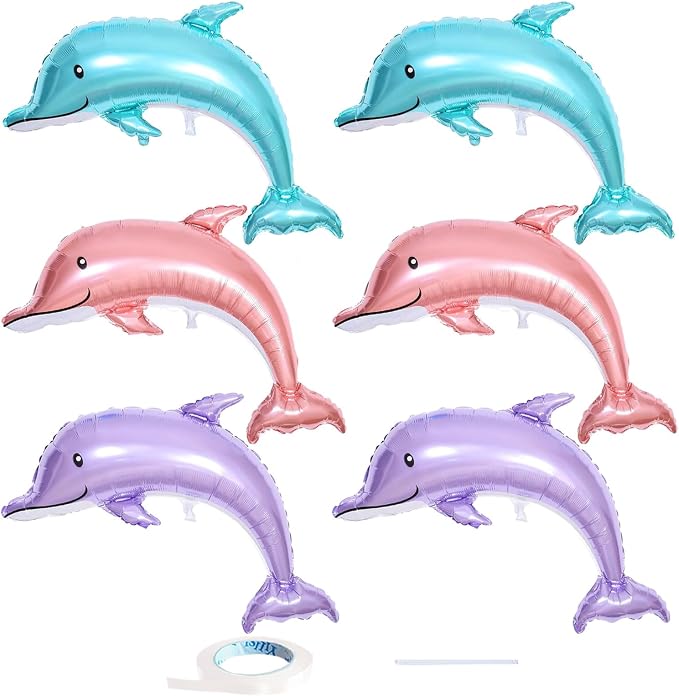 6 Pcs Dolphin Balloon 46 Inches Inflatable Dolphin Party Decorations Ocean by YiYou