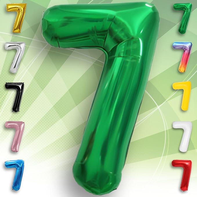 Green Number Balloon 7 Mylar Foil Balloons 16 inch - Image 2