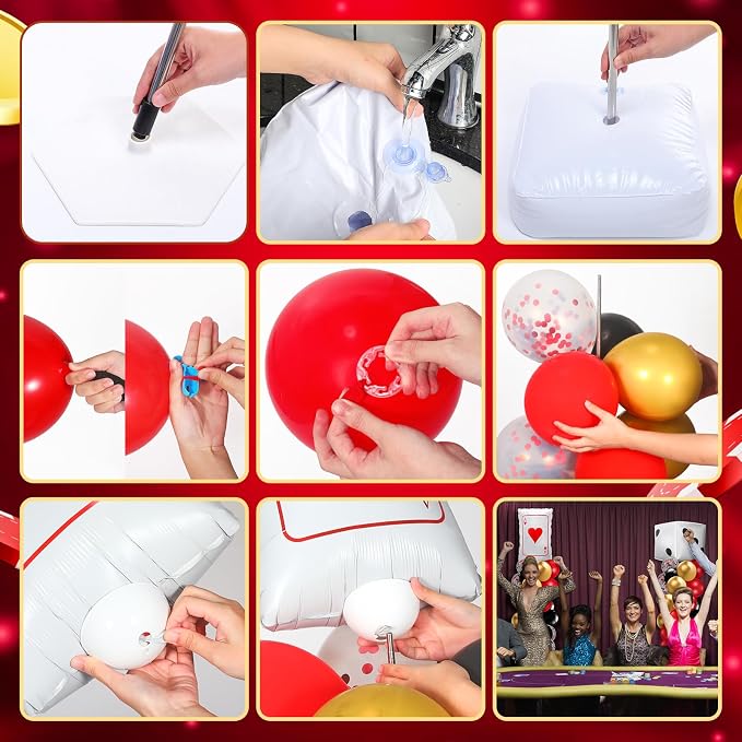 Kasyat 2 Set Casino Balloon Column Stand Kit Adjustable Red Black Gold Dice - Image 5