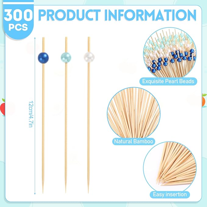 Reallnaive 300 Pcs Cocktail Pick Pearl Fancy Toothpick - Image 2