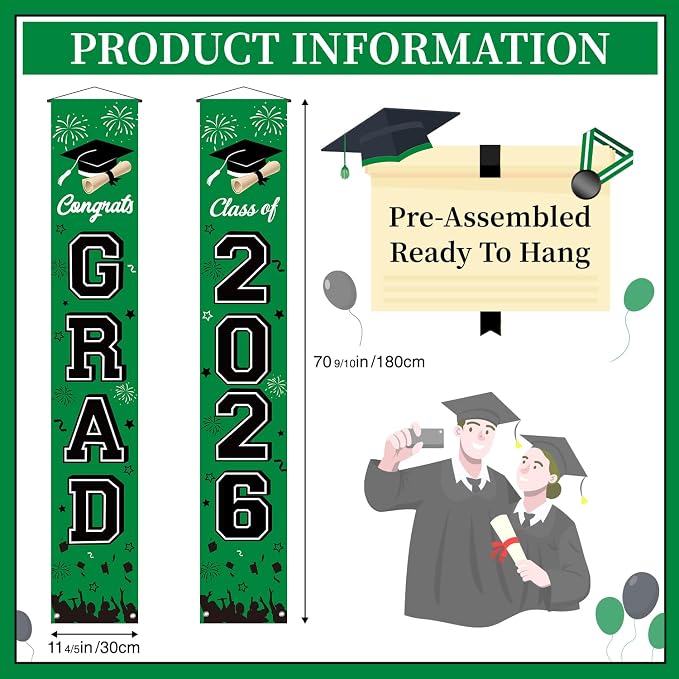 Graduation Decorations 2026 Porch Banner, Congrats Grad Class of 2026 Banner - Image 2