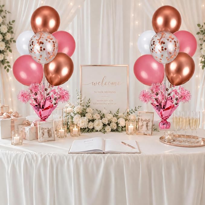4 Set Rose Gold Balloon Centerpieces - Image 5