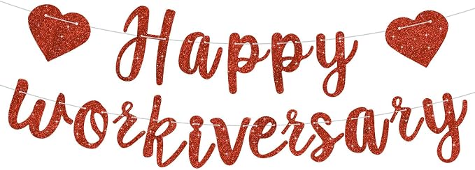 Red Glitter Happy Workiversary Banner by RICHHHA