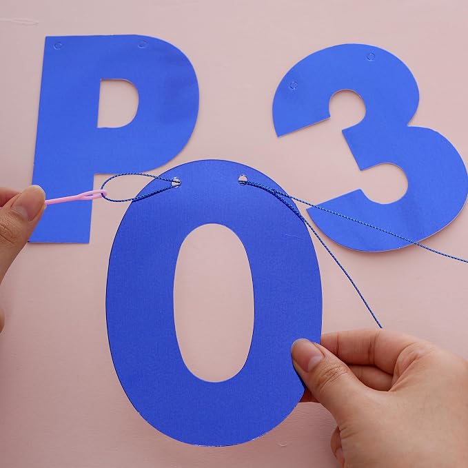 DIY Banner Kit with Letters Bright Blue Customizable Birthday Banners - Image 6