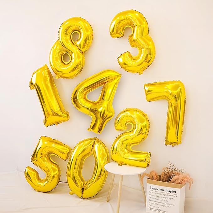 Gold 40 Inch Number 7 Balloon, Premium Mylar Foil Balloon - Image 4