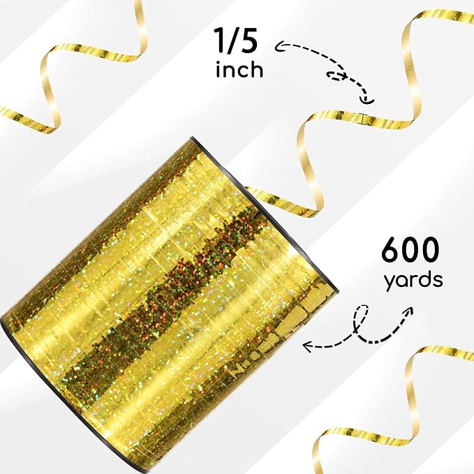 600 Yards Shiny Gold Curling Ribbon 1/5‘’ Shiny Gold Balloon String - Image 2