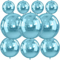 10Pcs Light Blue Round Foil Balloons, Metallic Light Blue Foil Baloon by FunHot