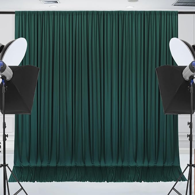 30x10ft Wrinkle Free Hunter Green Backdrop Curtain - Image 2